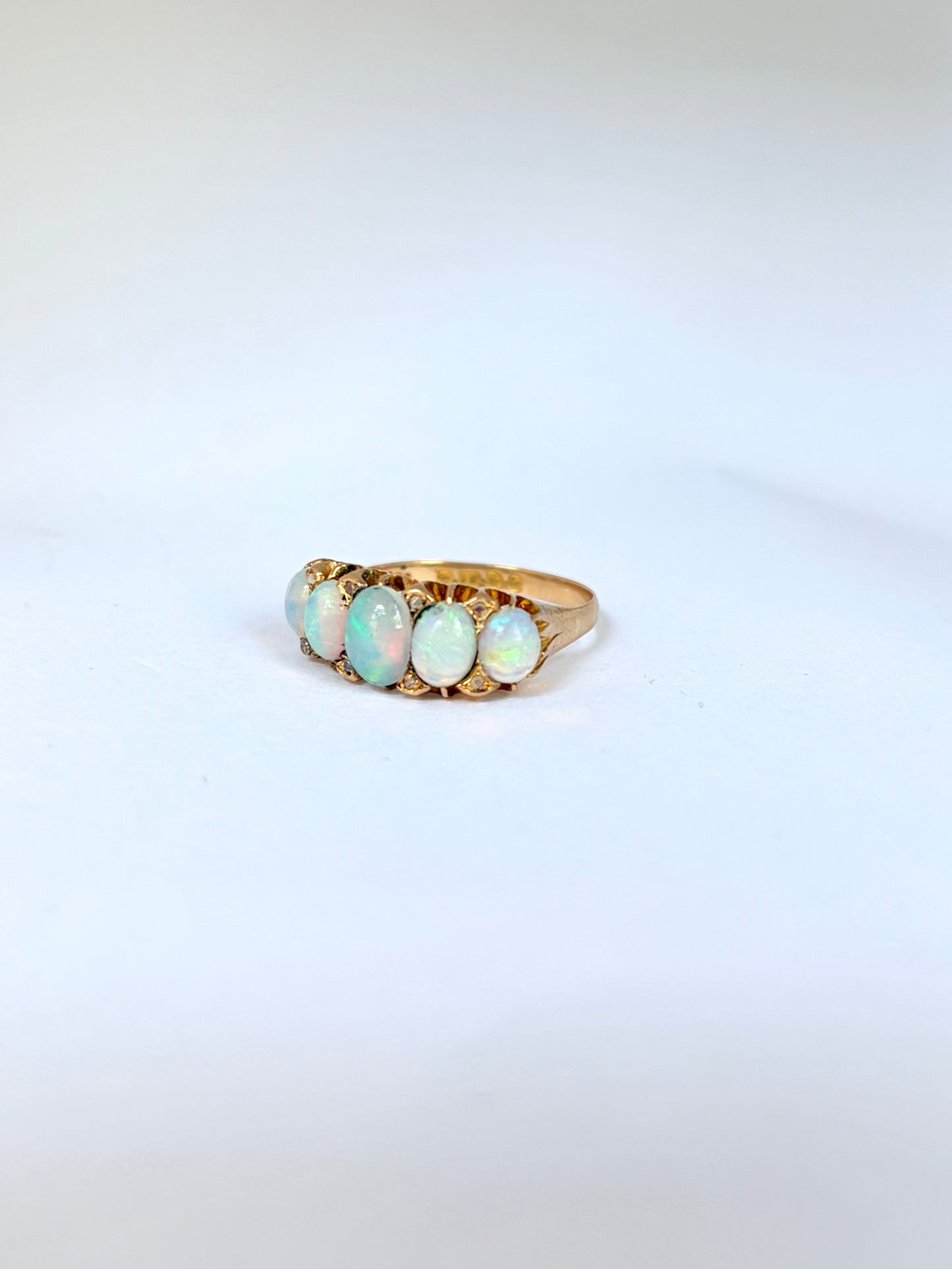Edwardian, 18ct Gold, Opal and Diamond Ring, Chester, 1903