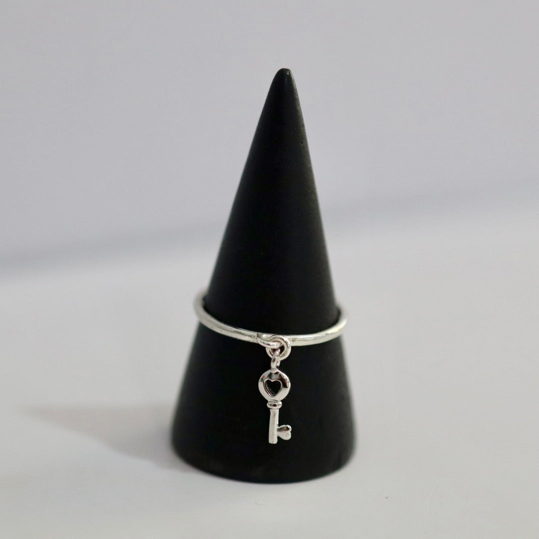 Lock Charm Stacking Ring in Sterling Silver