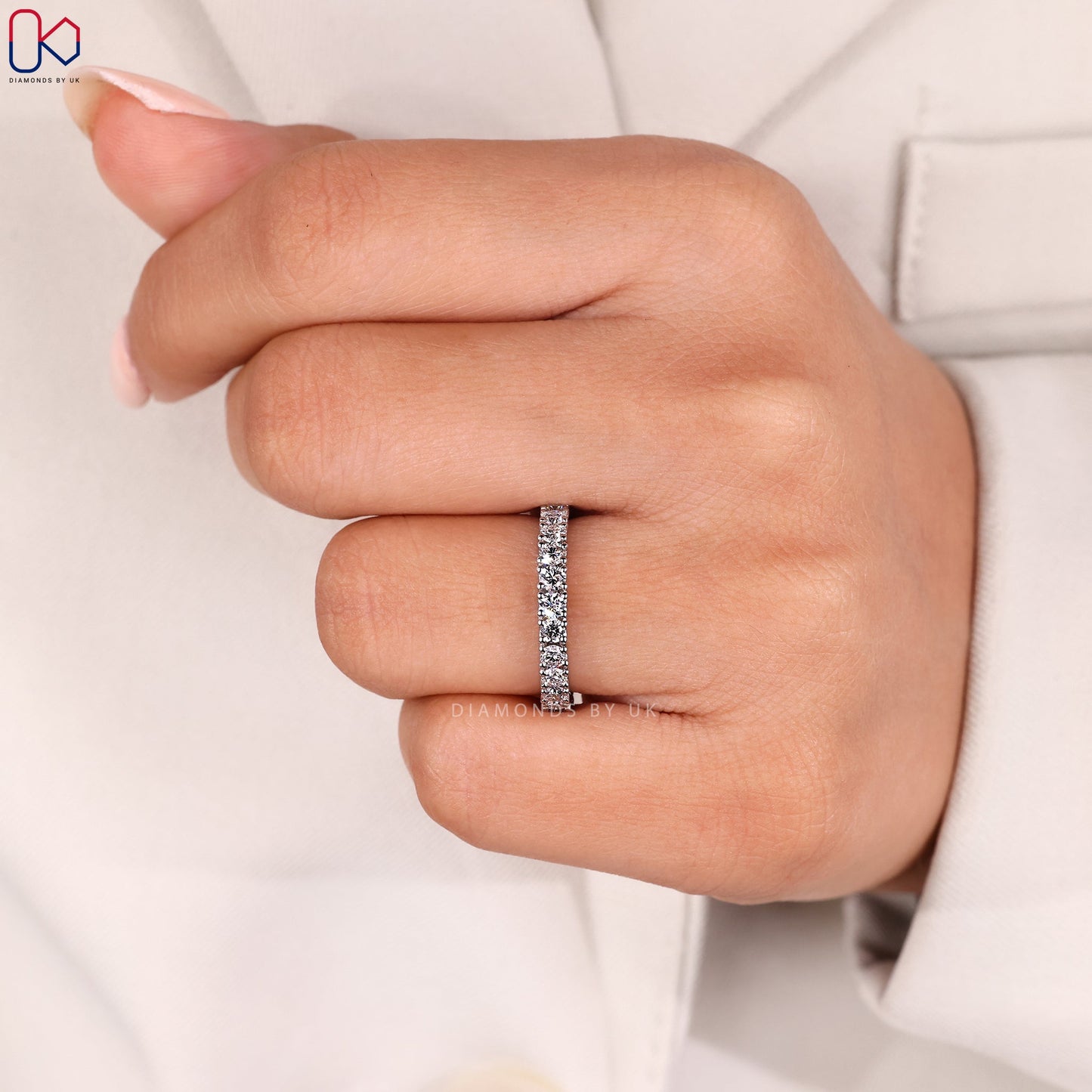Round Diamond White Gold Eternity Band
