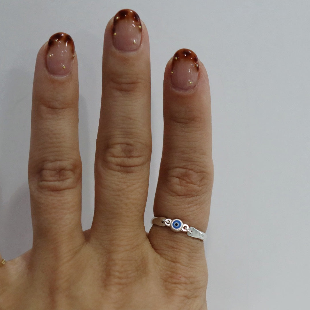 Evil Eye Connector Ring in Sterling Silver