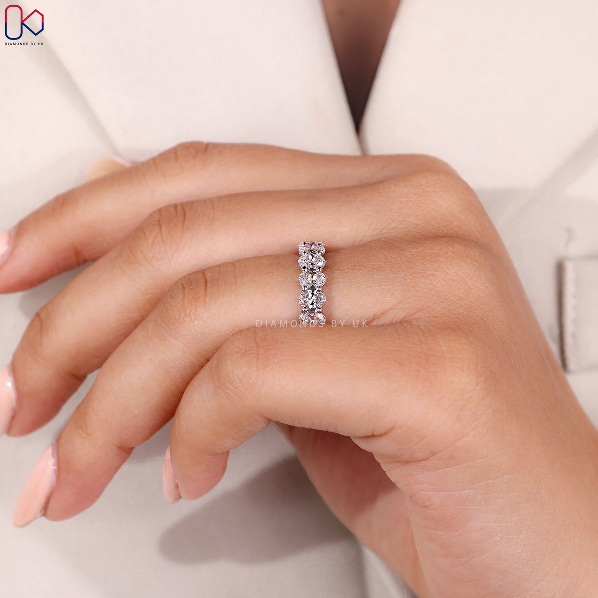 White Gold Oval Diamond Eternity Band