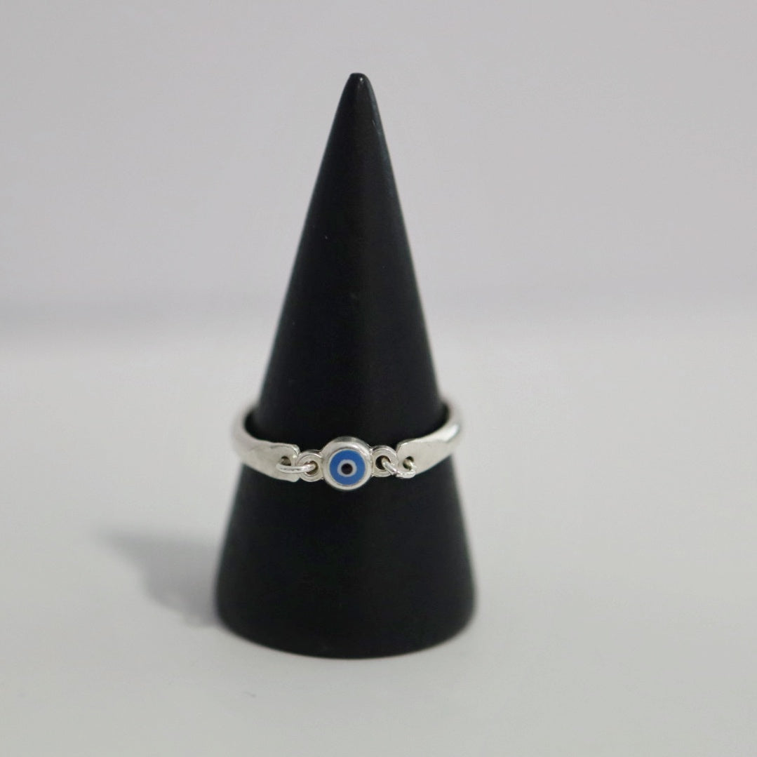 Evil Eye Connector Ring in Sterling Silver