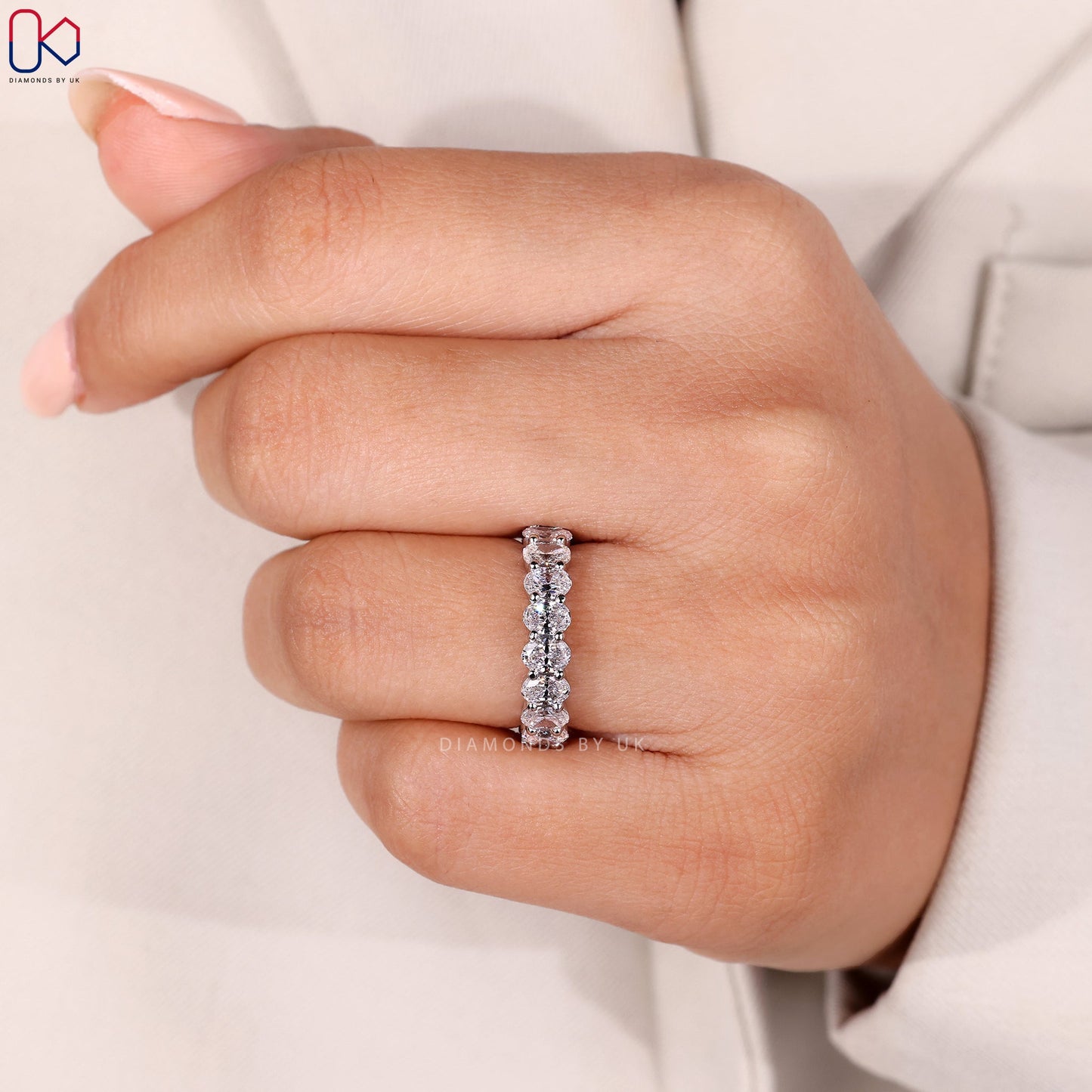 White Gold Oval Diamond Eternity Band