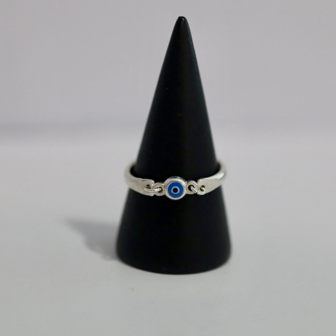 Evil Eye Connector Ring in Sterling Silver
