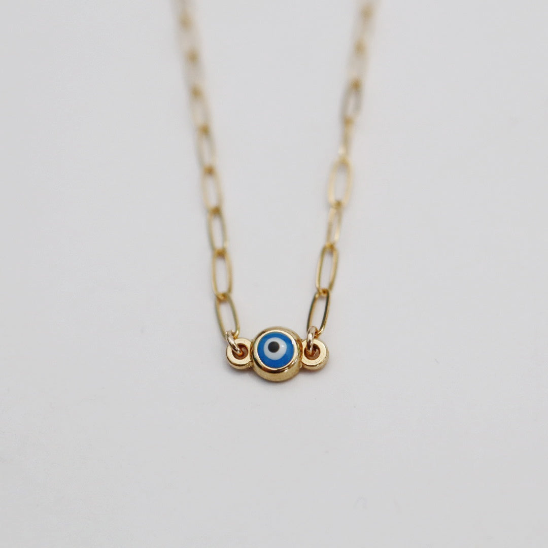 Enamel Evil Eye Layering Necklace in 14 Karat Gold Fill or Sterling Silver