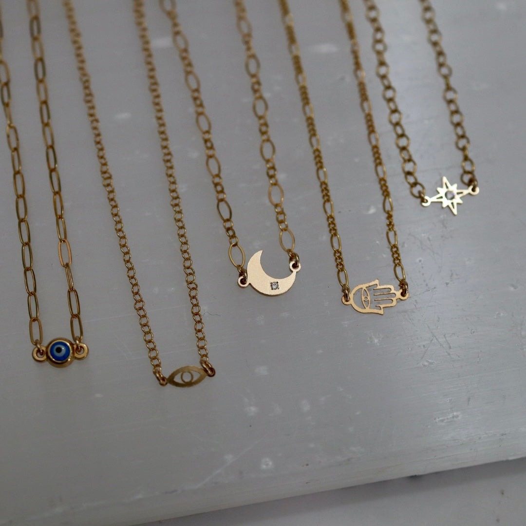 Dainty Hamsa Layering Necklace in 14 Karat Gold Fill