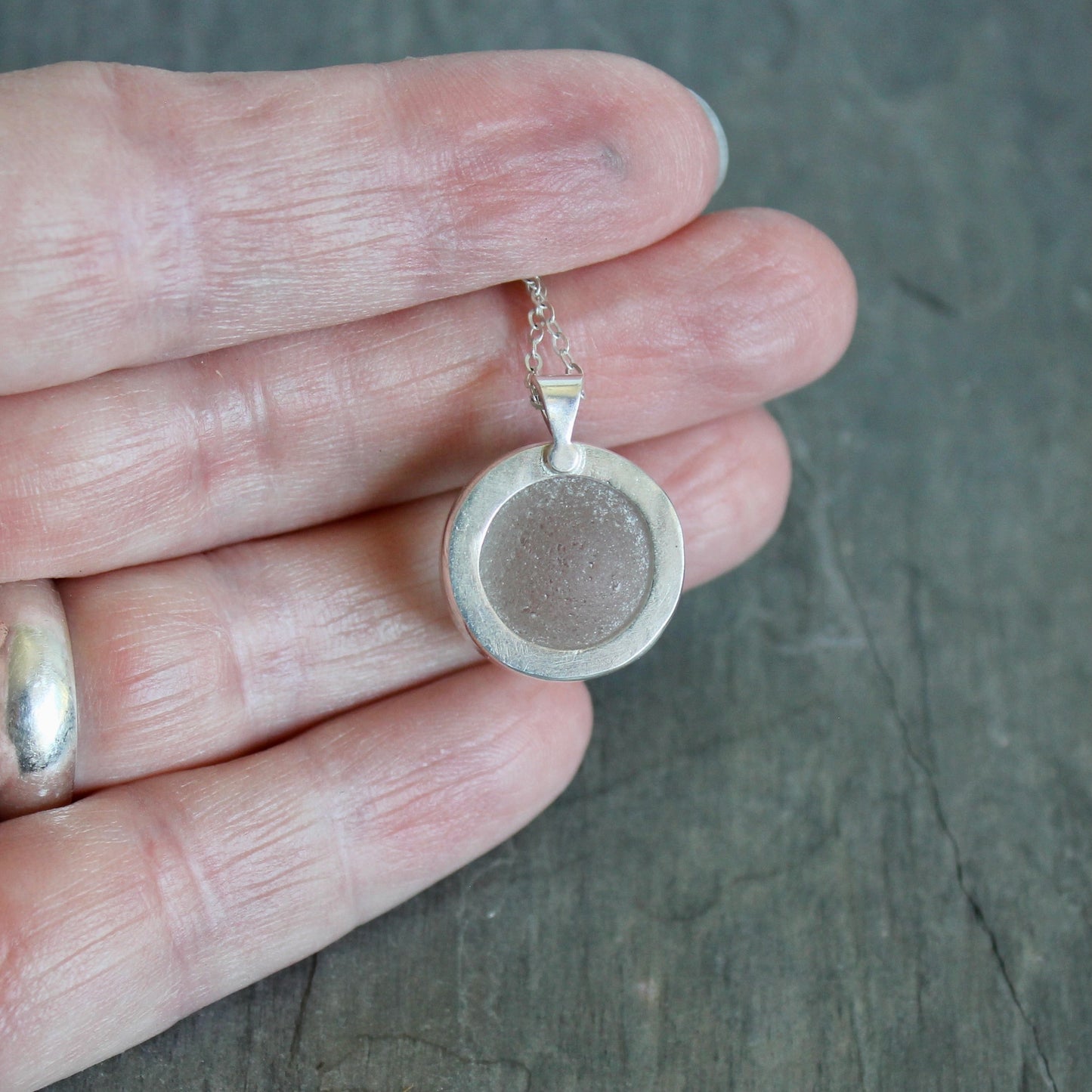 White Sea Glass Marble Necklace | Sterling Silver | Handmade | Beach Jewelry