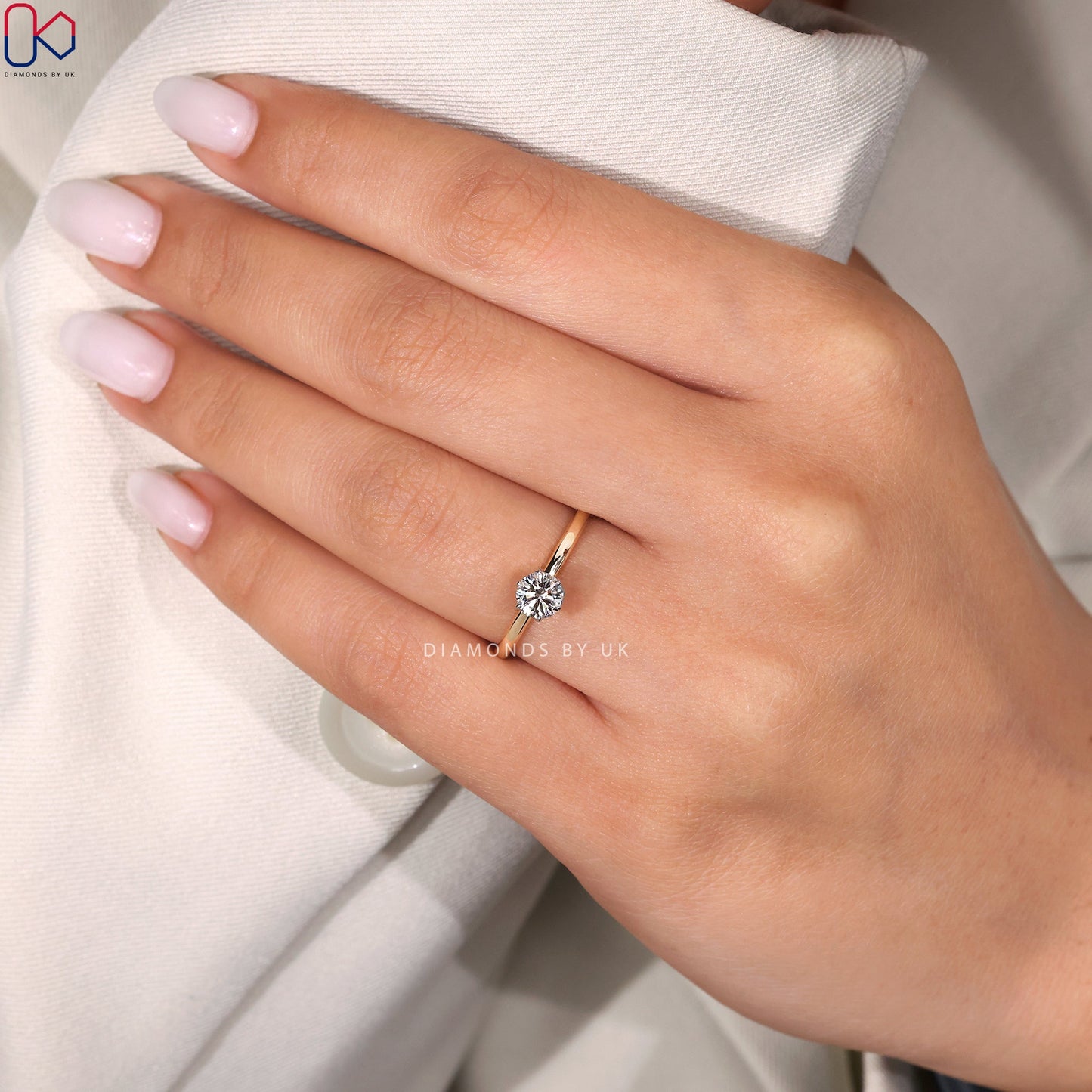 White And Yellow Gold Solitaire Diamond Engagement Ring