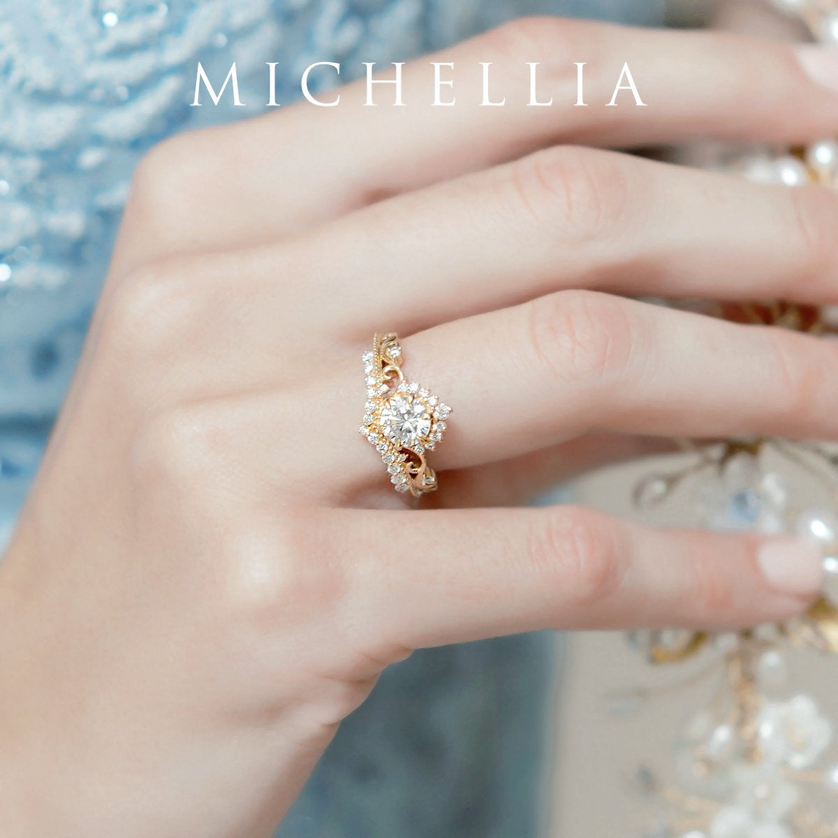 [Theia] Heirloom Crown Ring in Morganite