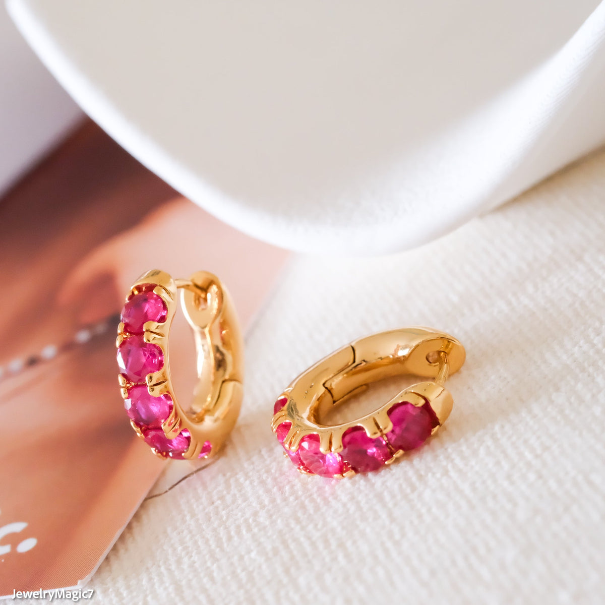 Ruby Cz Huggie Earrings