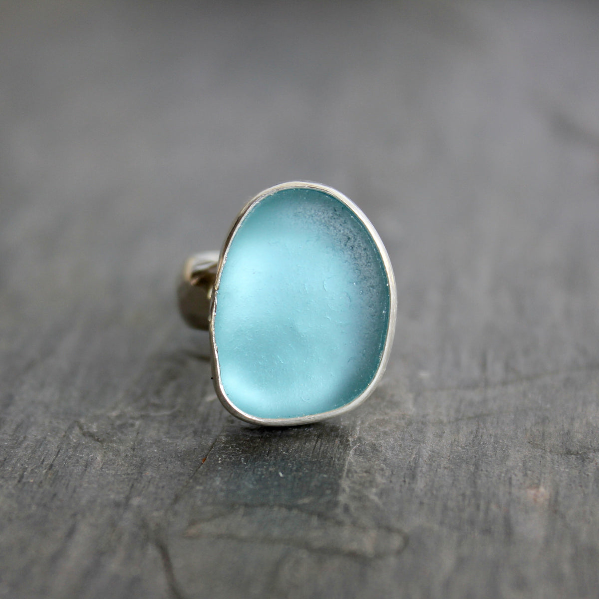 Small Size Turquoise Blue Sea Glass Ring | Handmade | Sterling Silver | Size 4 1/2
