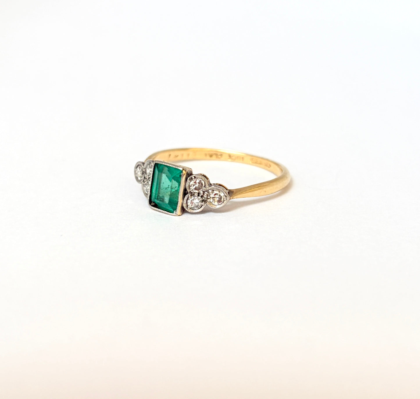 Vintage, 18ct Gold Emerald and Diamond Engagement Ring