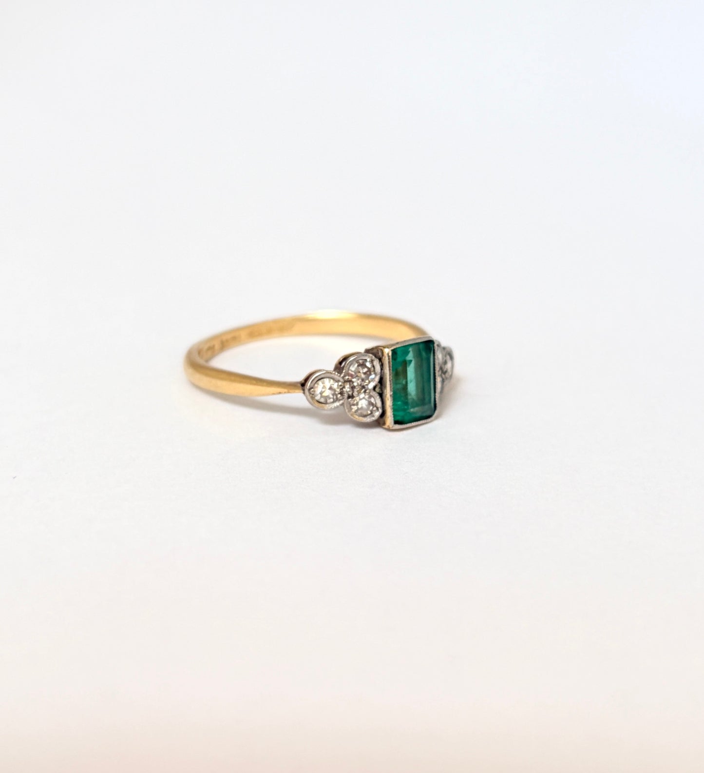 Vintage, 18ct Gold Emerald and Diamond Engagement Ring
