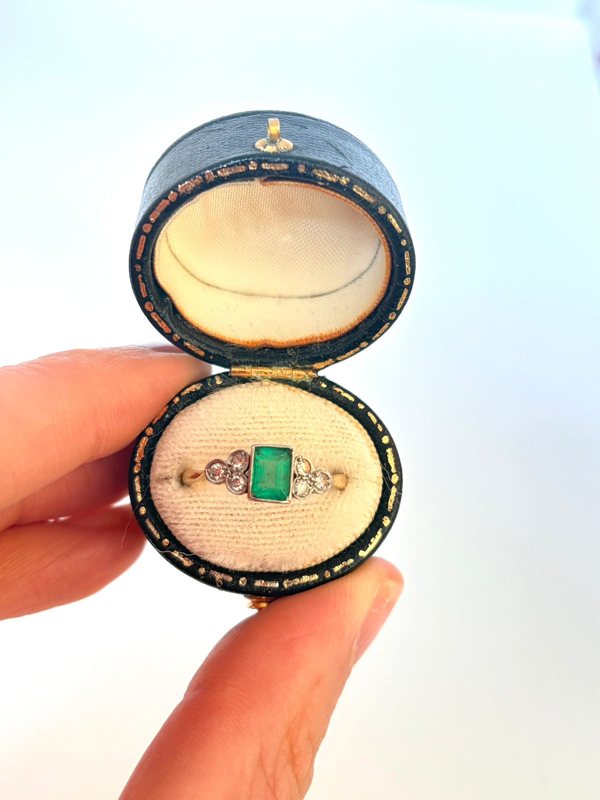 Vintage, 18ct Gold Emerald and Diamond Engagement Ring