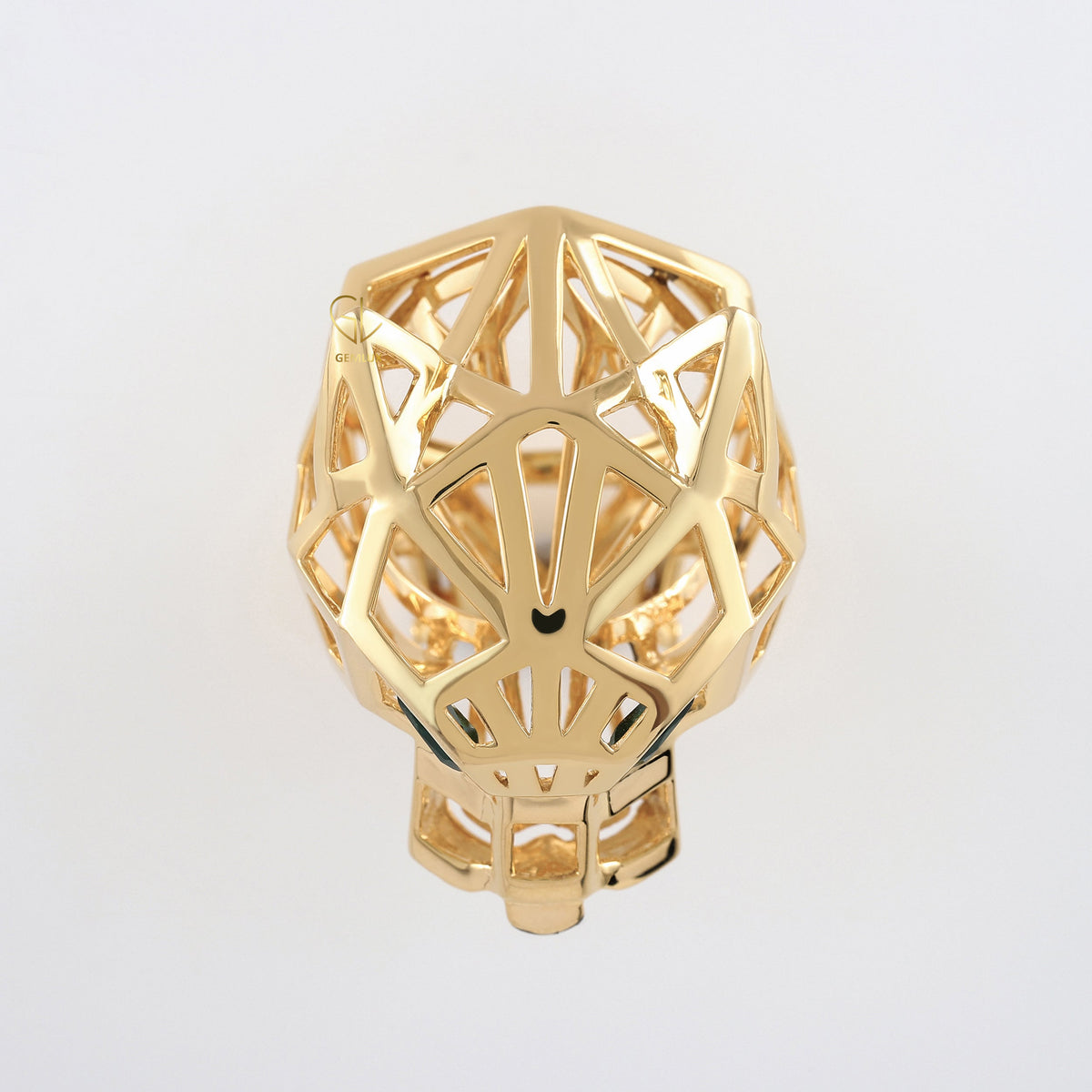 Solid Gold Green Eye Panther Ring - Animal-Inspired Design