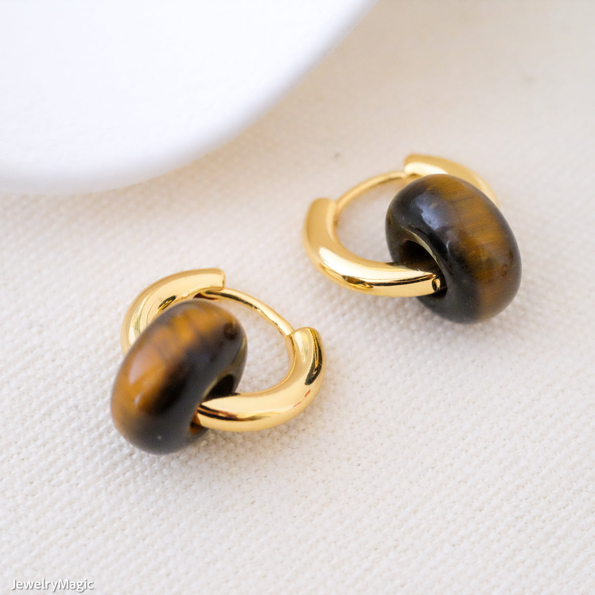 Tigers eye hoop earrings