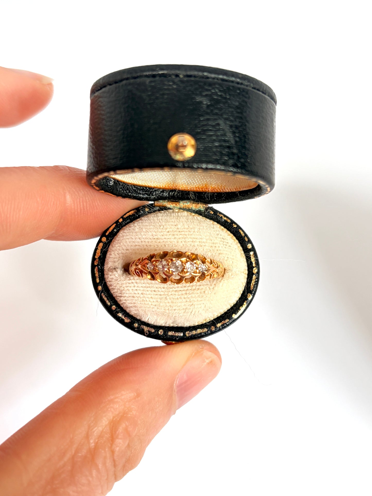 Antique, Edwardian, 18ct Gold, Old Mine Cut, Diamond 5 Stone Ring, Hallmarked, 18ct Gold,  Chester, 1901