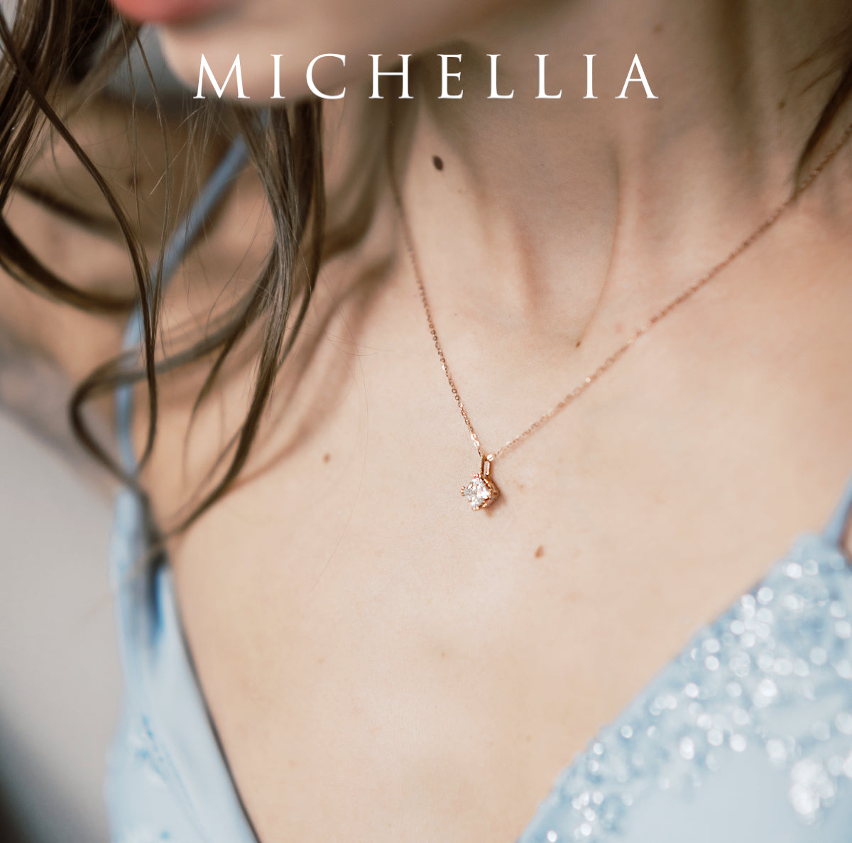 [Astoria] Fluer De Lis Princess Cut Necklace in Moissanite