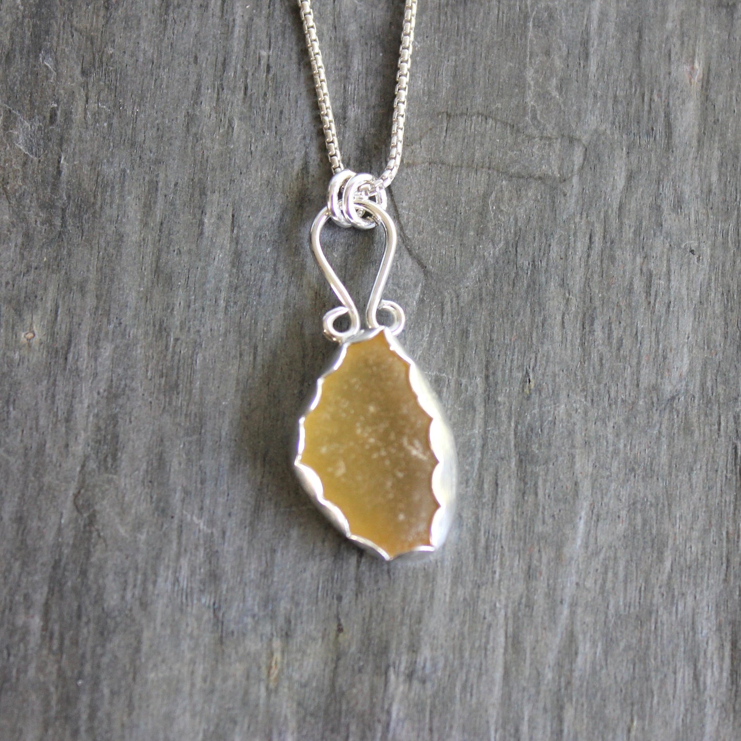Rare Yellow Sea Glass Necklace | Sterling Silver | Handmade