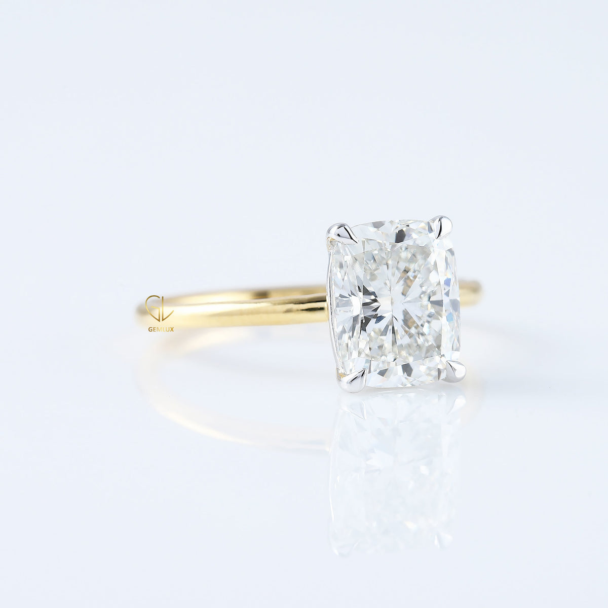 Elongated Cushion Cut Moissanite Solitaire Engagement Ring