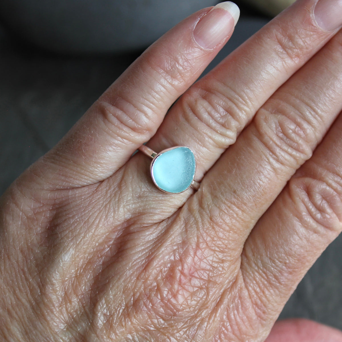 Aqua Turquoise Blue Stackable Ring