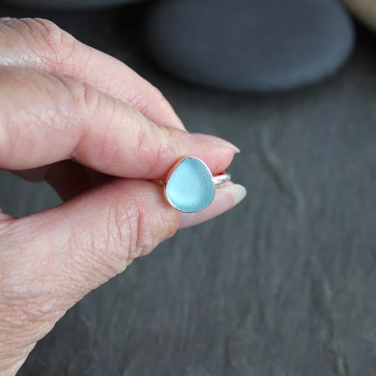 Aqua Turquoise Blue Stackable Ring