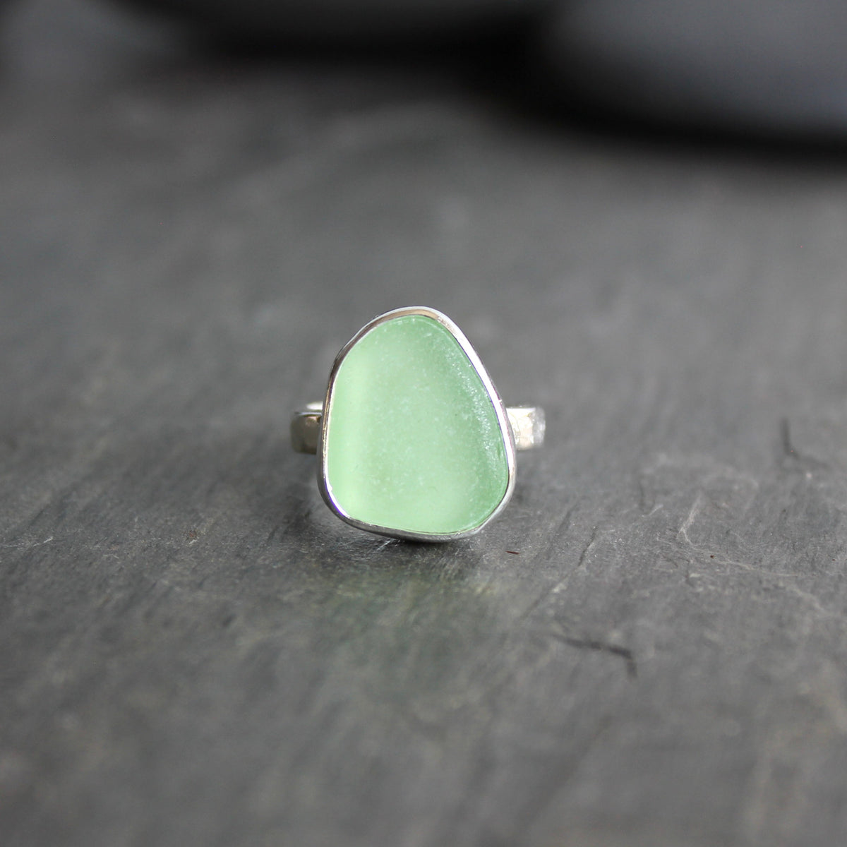 Sea Foam Green Sea Glass Ring | Handmade | Sterling Silver | Size 6