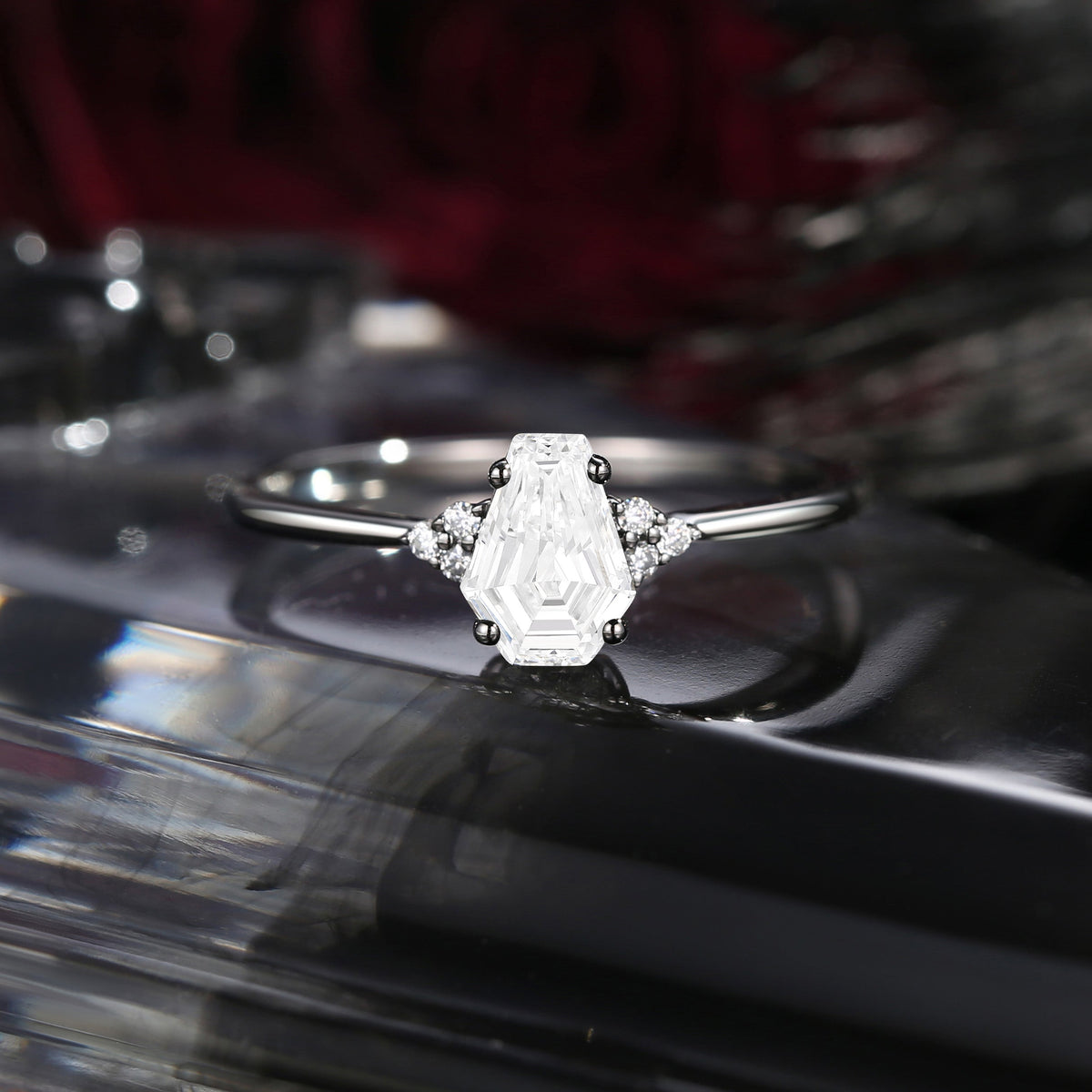 Classic Coffin Shaped Lab Diamond Engagement Ring
