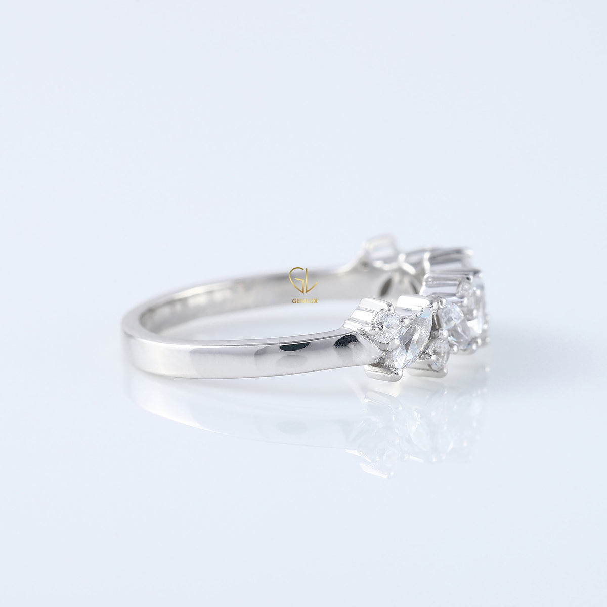 Marquise & Round Lab Grown Wedding Band
