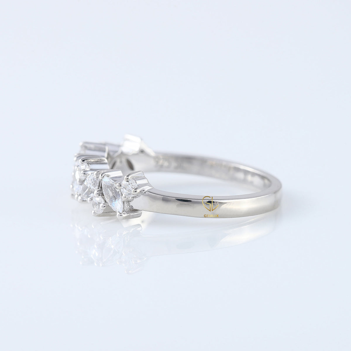 Marquise & Round Half Eternity Stacking Wedding Band
