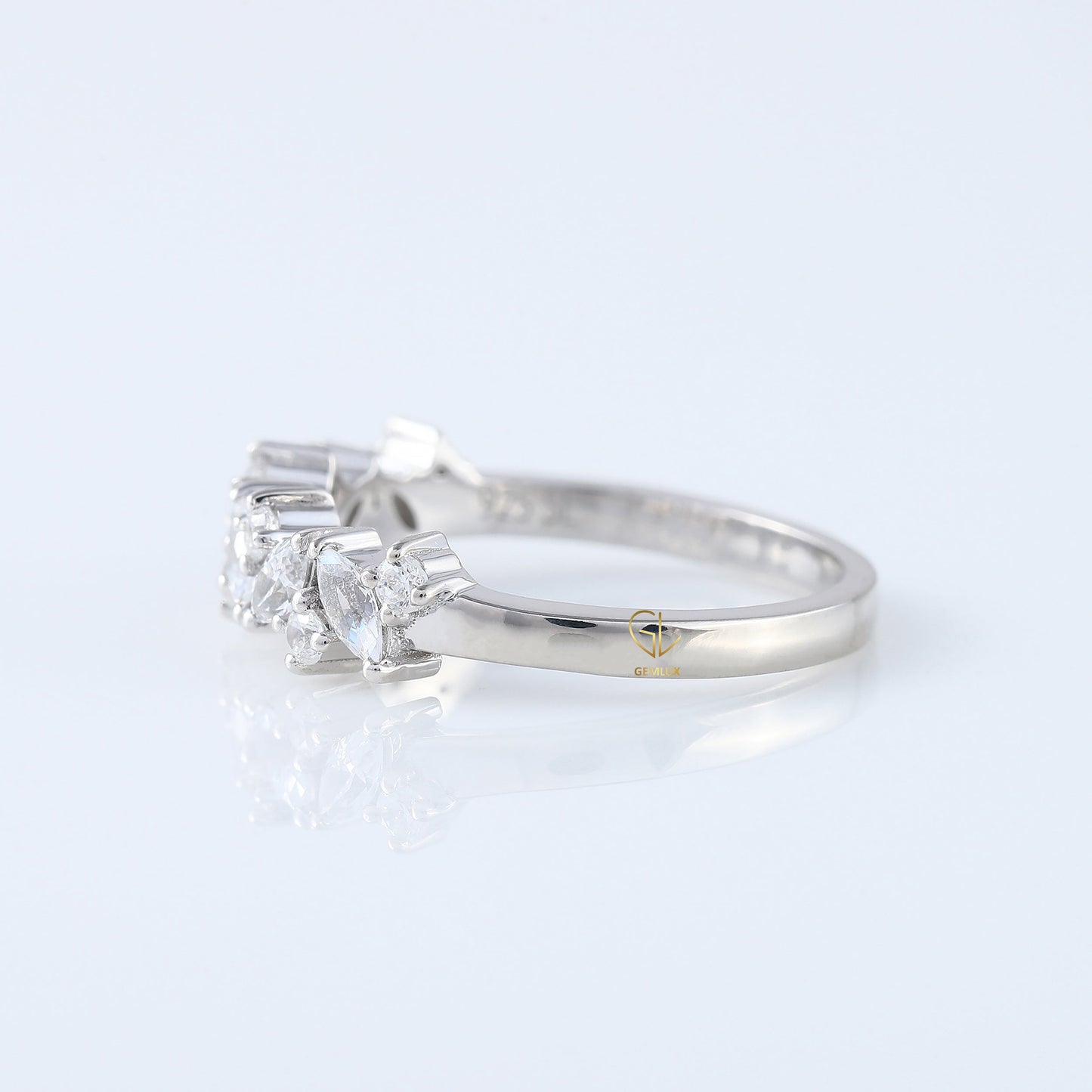 Marquise & Round Lab Grown Wedding Band