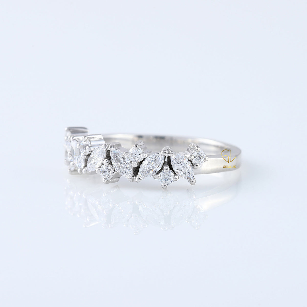 Marquise & Round Half Eternity Stacking Wedding Band