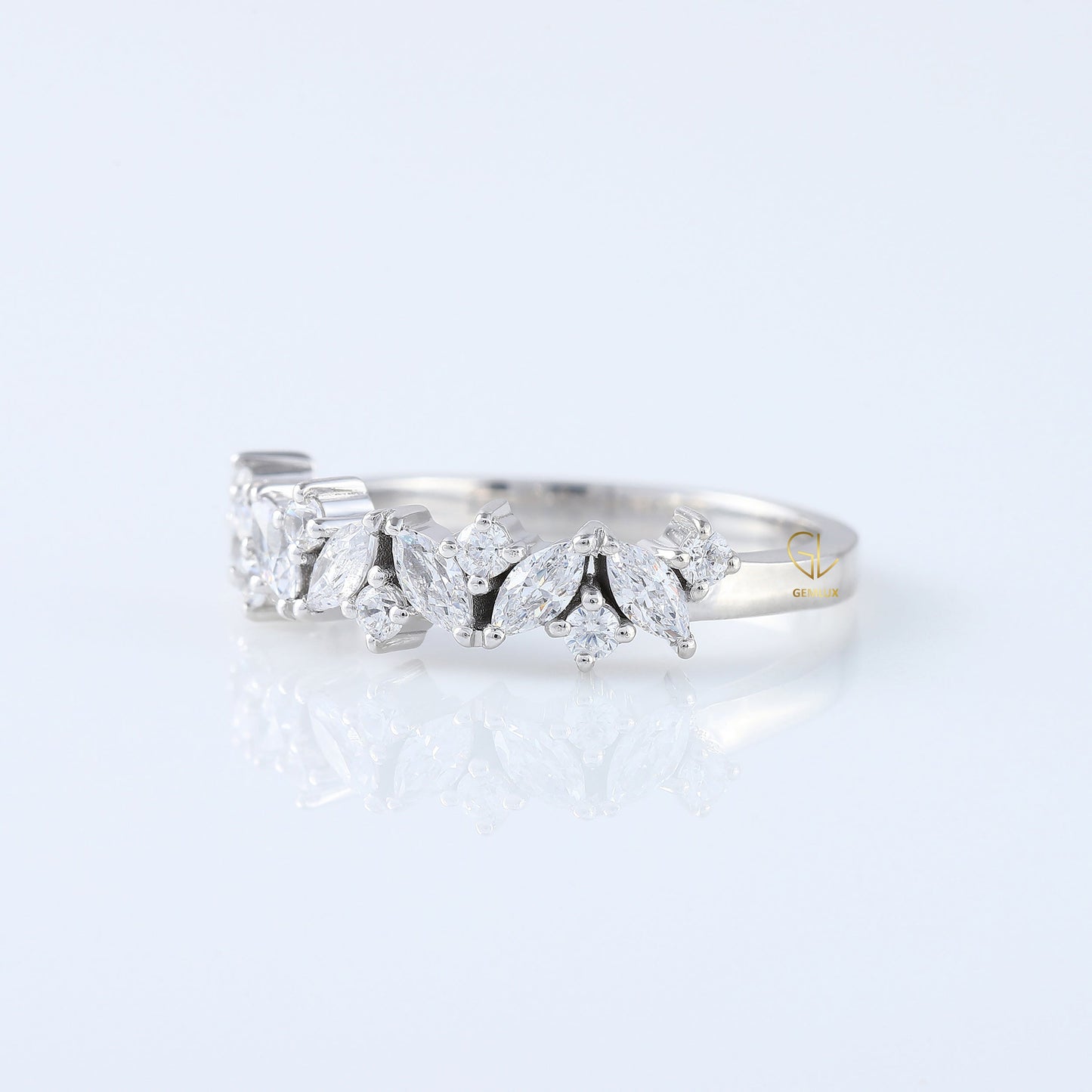 Marquise & Round Lab Grown Wedding Band