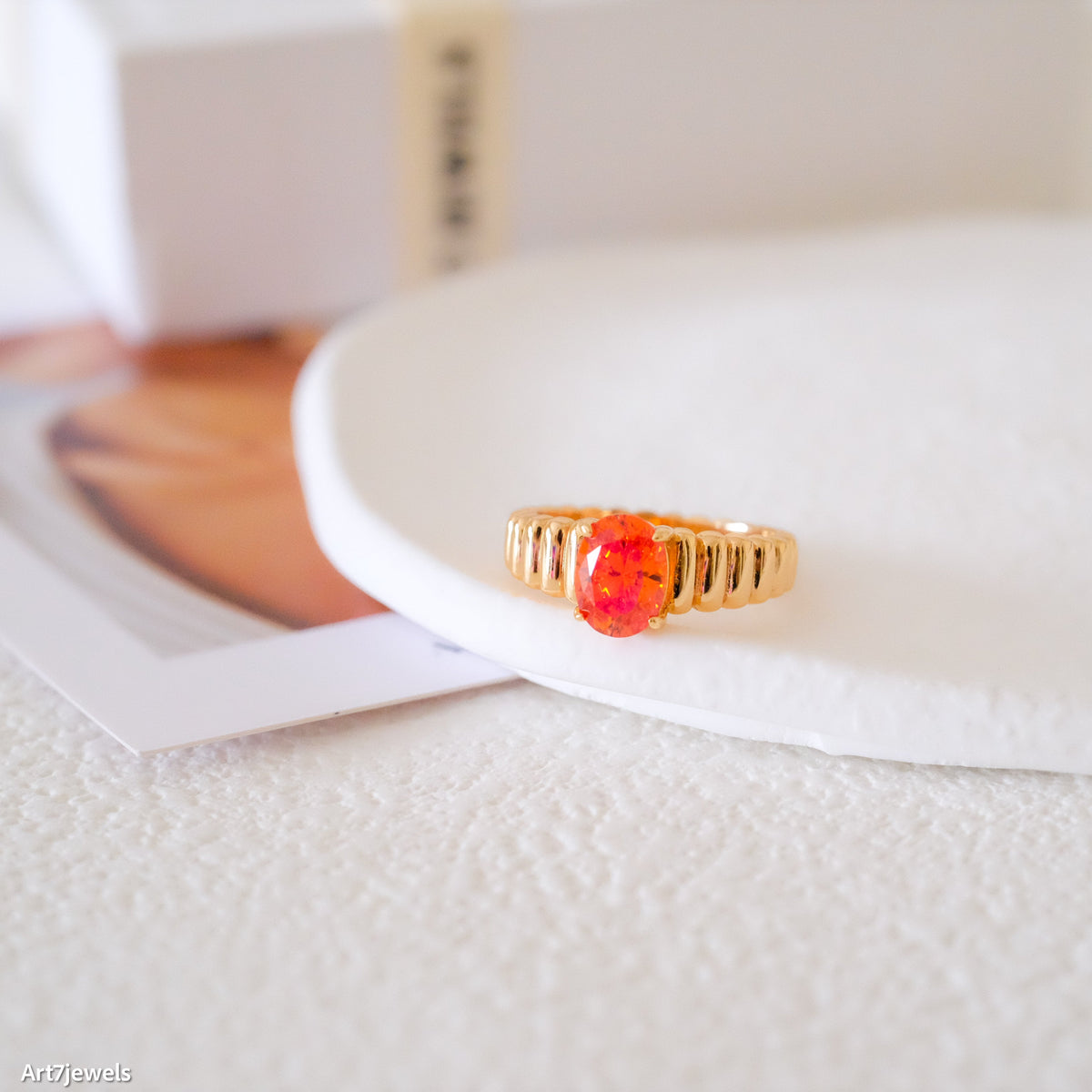 Orange Sapphire Ring