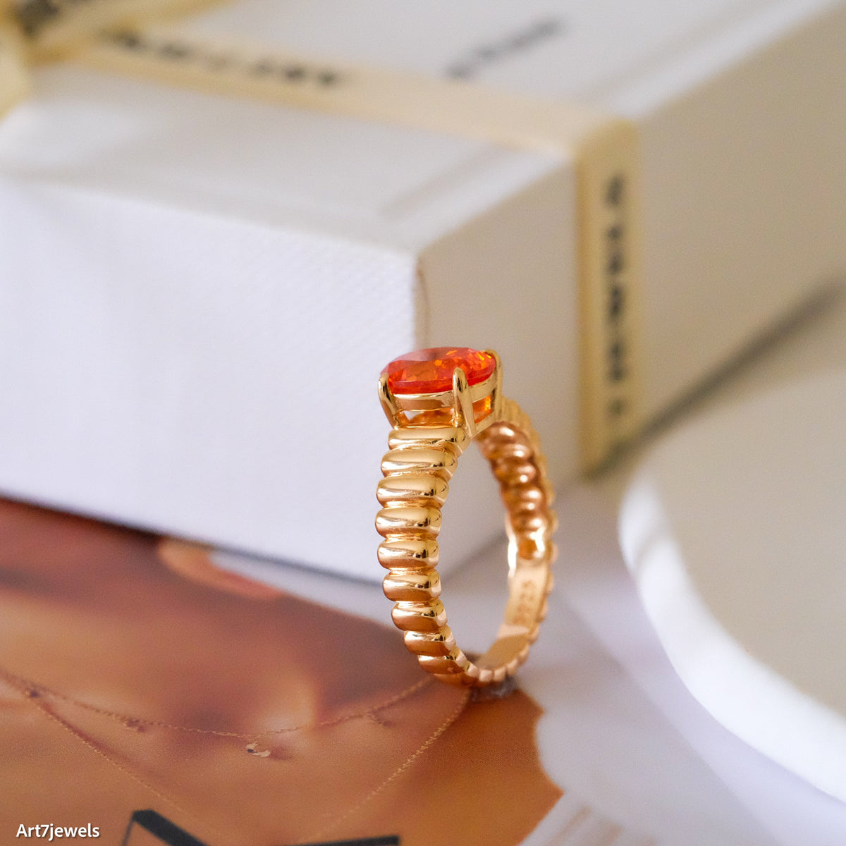 Orange Sapphire Ring