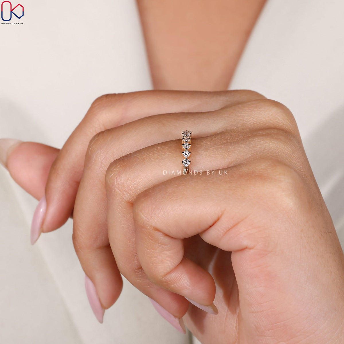 Yellow Gold Round Diamond Half Eternity Band