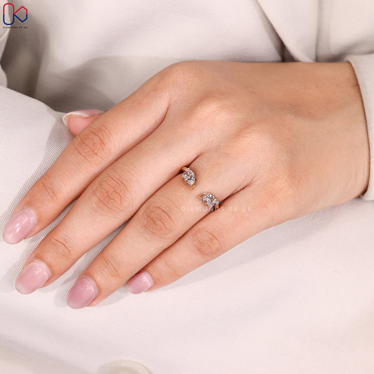 Marquise and Round cut Open Gap Wedding Band