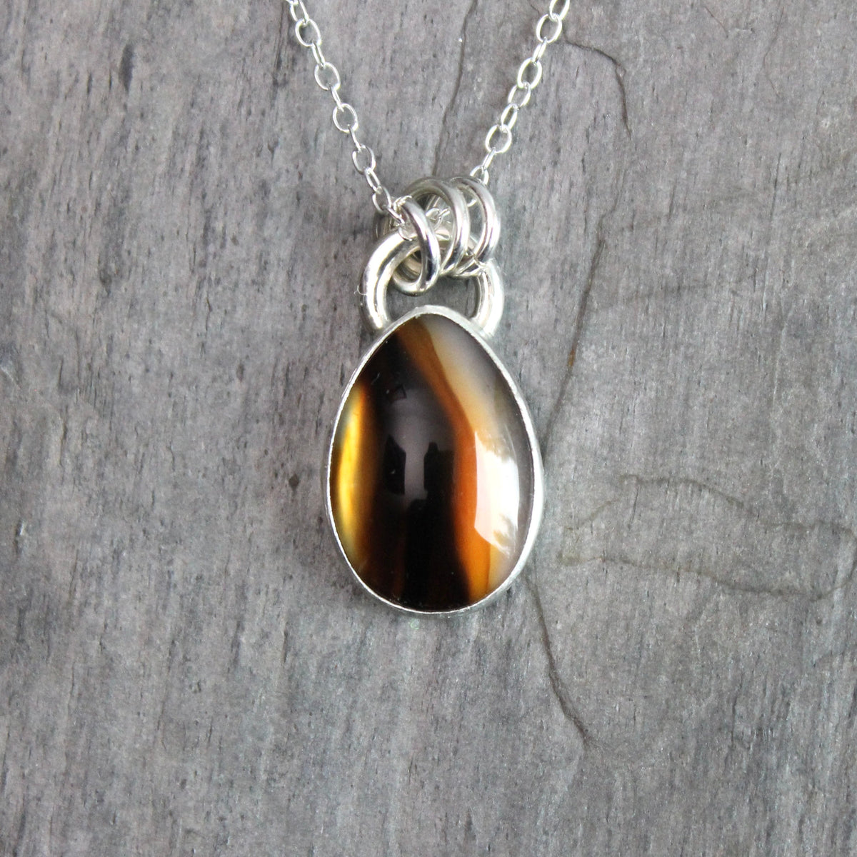 Small Montana Agate Pendant Necklace | Handcrafted Sterling Silver Statement Piece