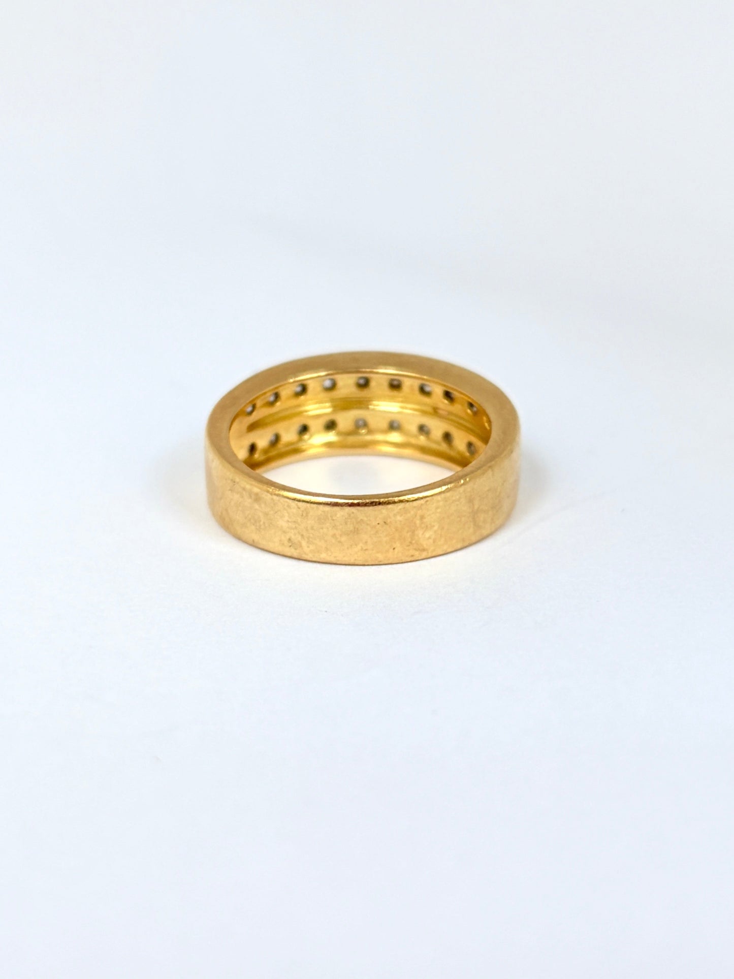 Vintage, 18ct Gold Double Diamond Half Eternity Ring, 6.41g