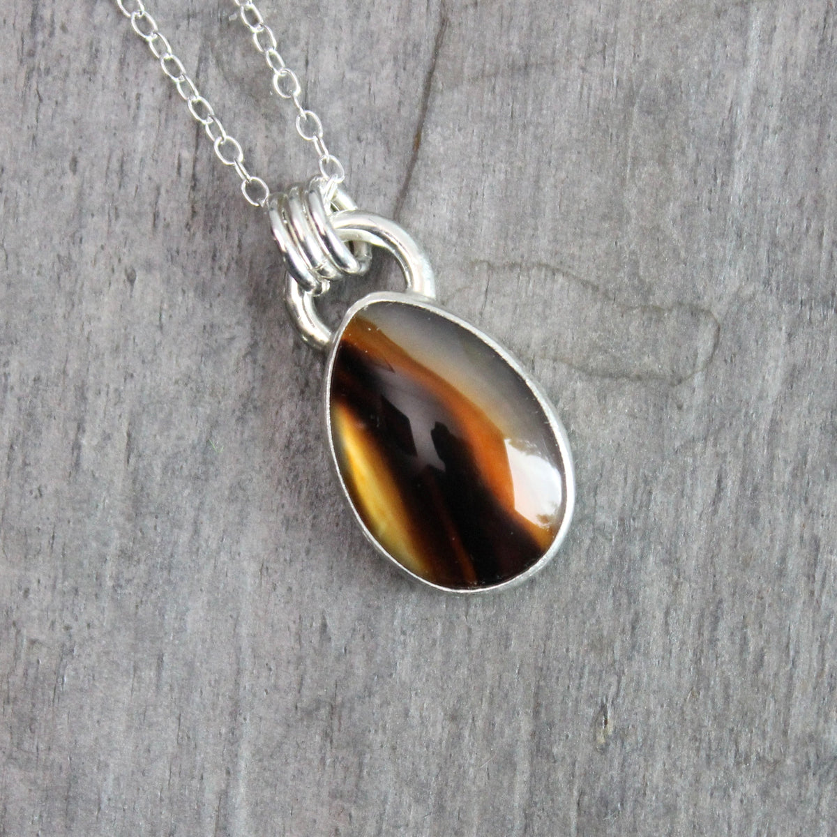 Small Montana Agate Pendant Necklace | Handcrafted Sterling Silver Statement Piece