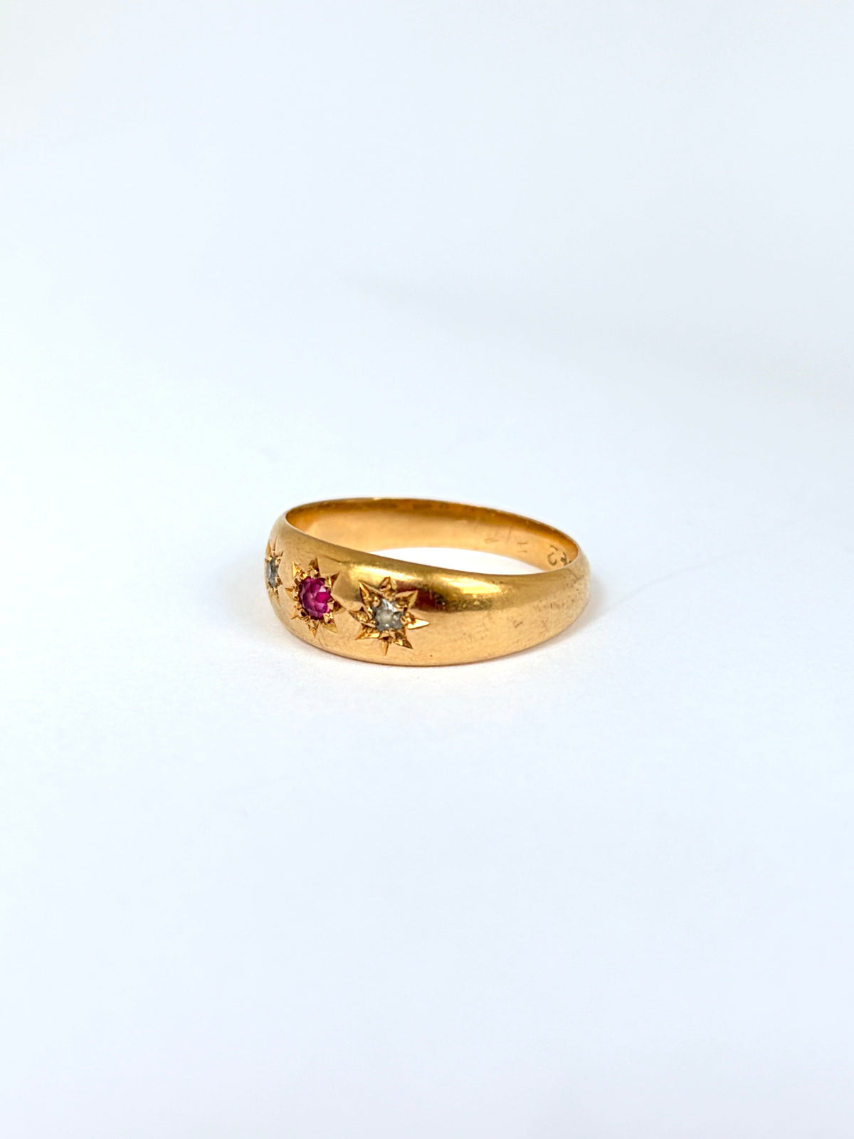 Antique 18ct Ruby And Diamond Star Ring, Hallmarked for 18ct Gold, Birmingham 1906