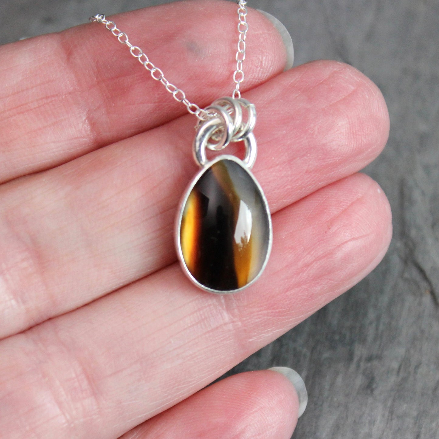 Small Montana Agate Pendant Necklace | Handcrafted Sterling Silver Statement Piece