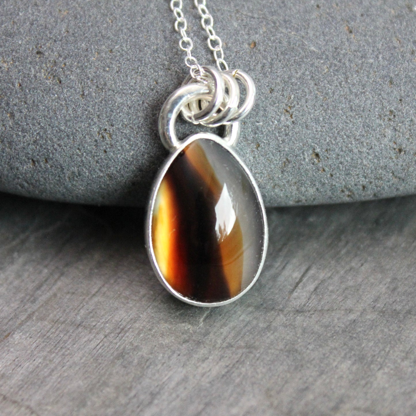 Small Montana Agate Pendant Necklace | Handcrafted Sterling Silver Statement Piece
