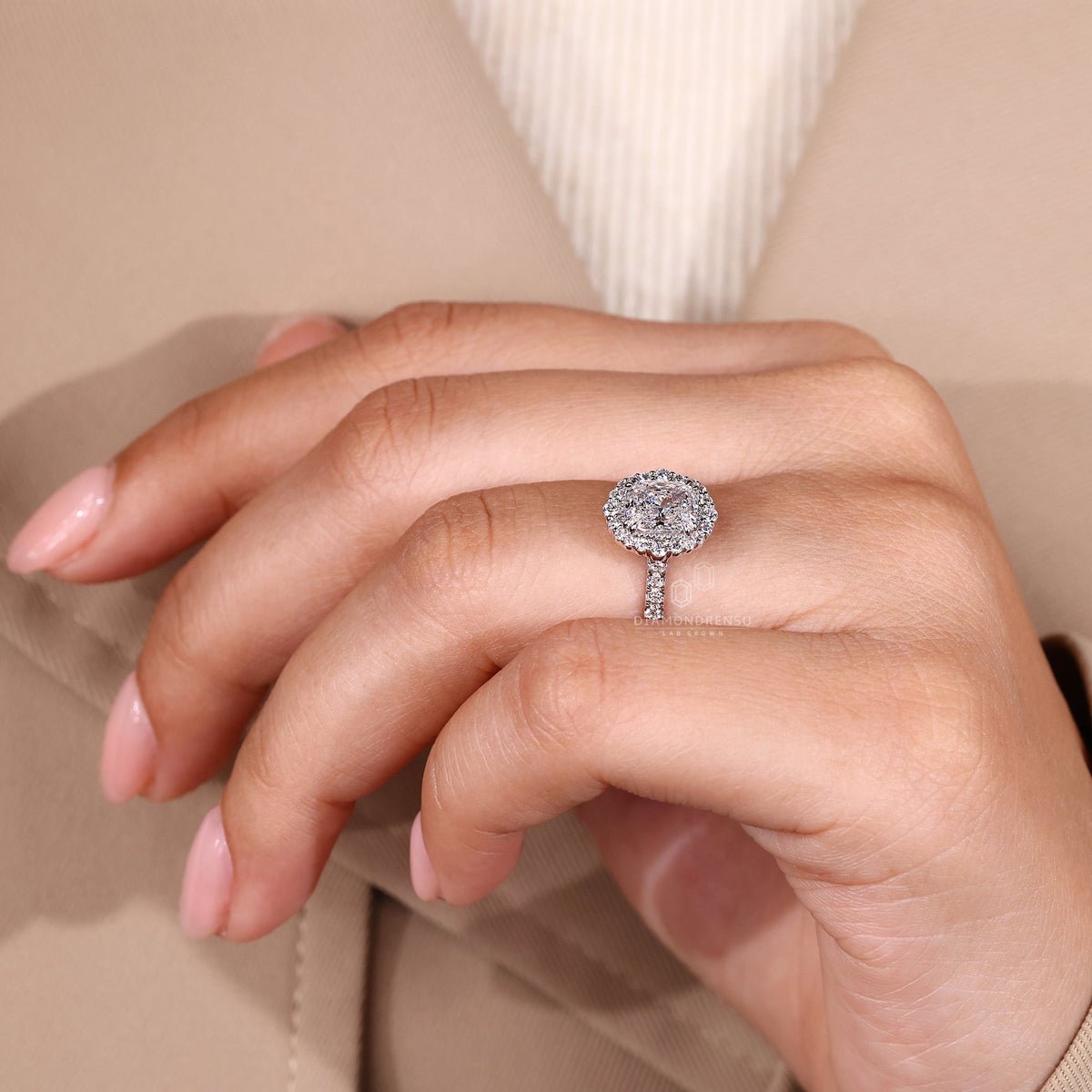 Elongated Cushion Engagement Ring in Cathedral Setting