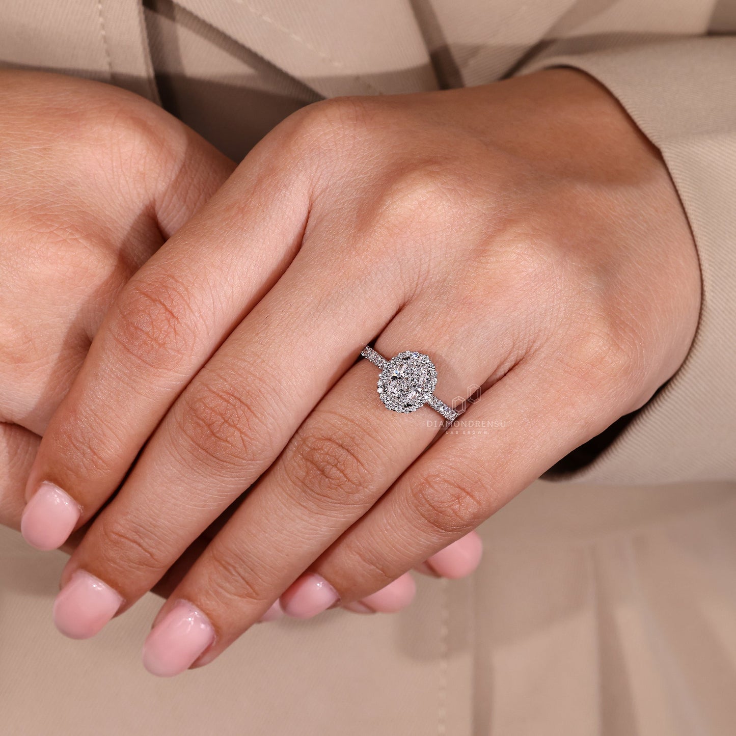 Elongated Cushion Engagement Ring in Cathedral Setting