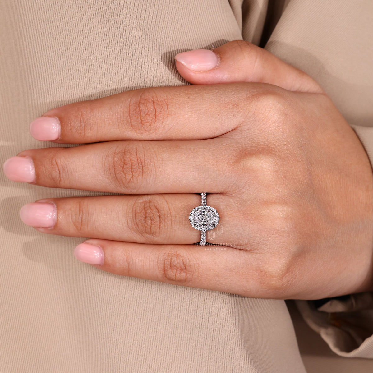 Elongated Cushion Engagement Ring in Cathedral Setting