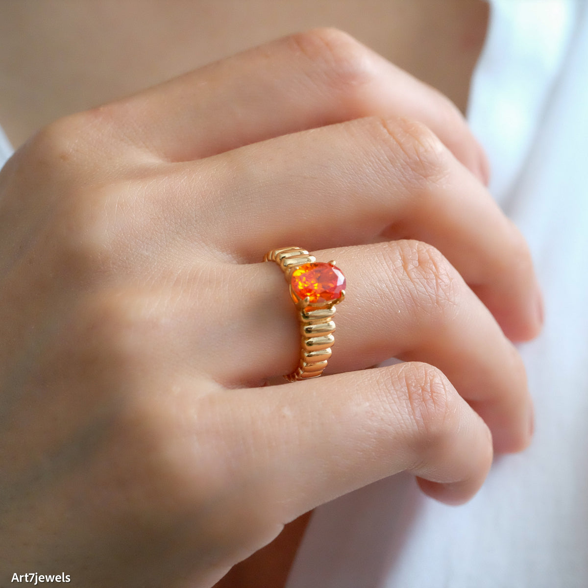 Orange Sapphire Ring