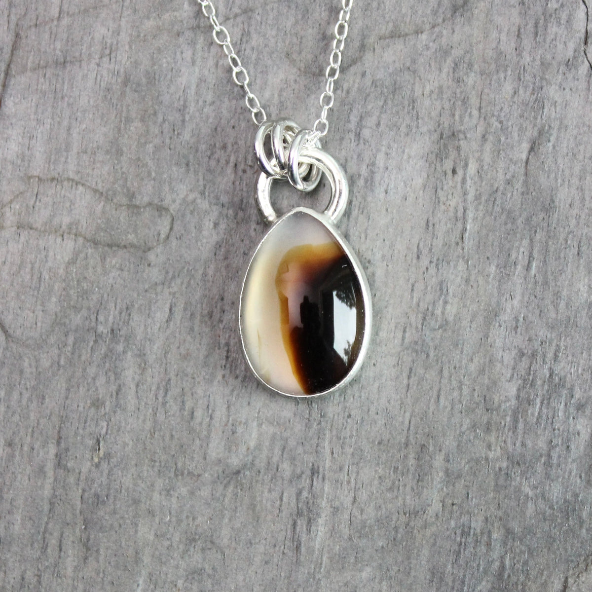 Small Teardrop Montana Agate Pendant Necklace | Handcrafted Sterling Silver Jewelry