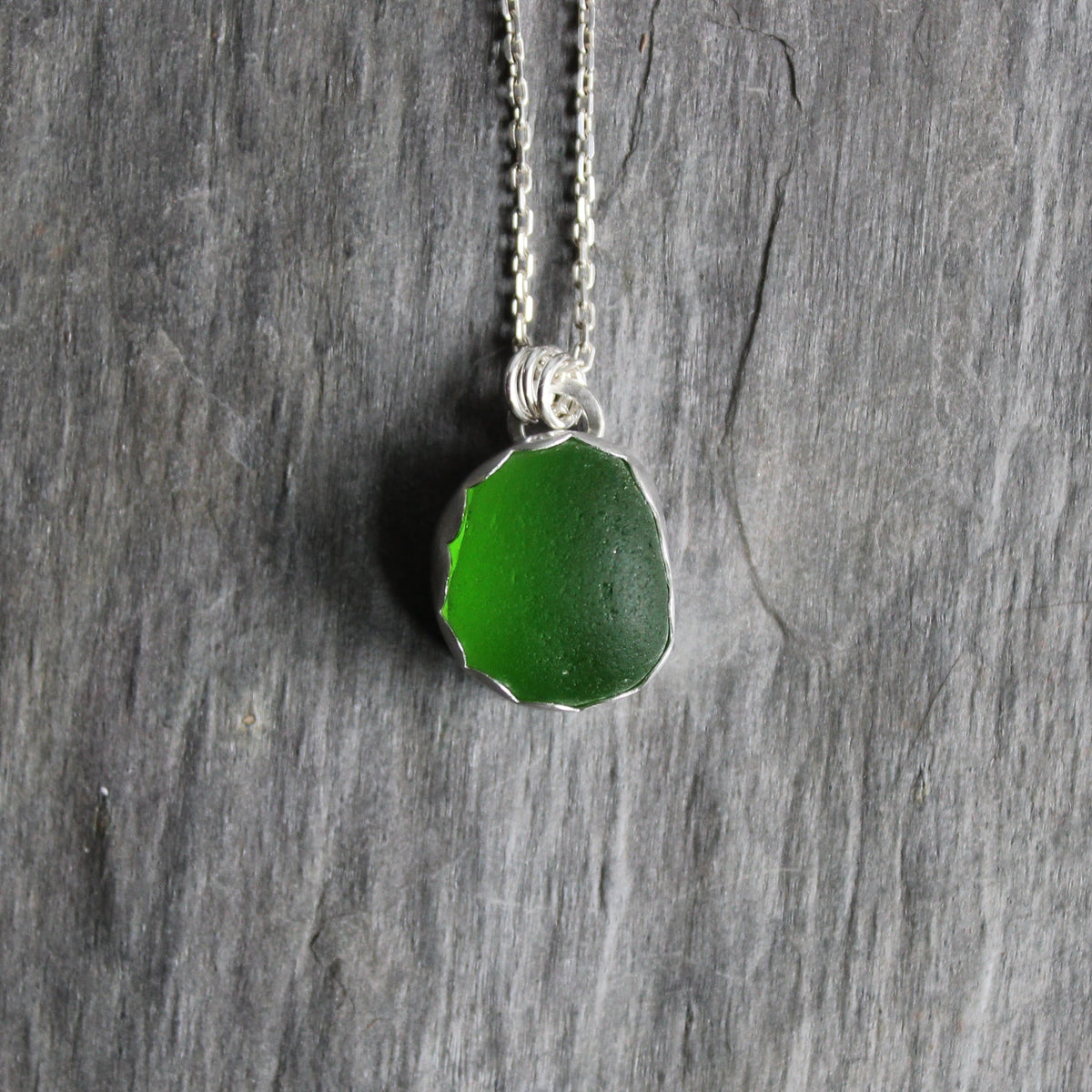 Lime Green UV Sea Glass Lime Necklace