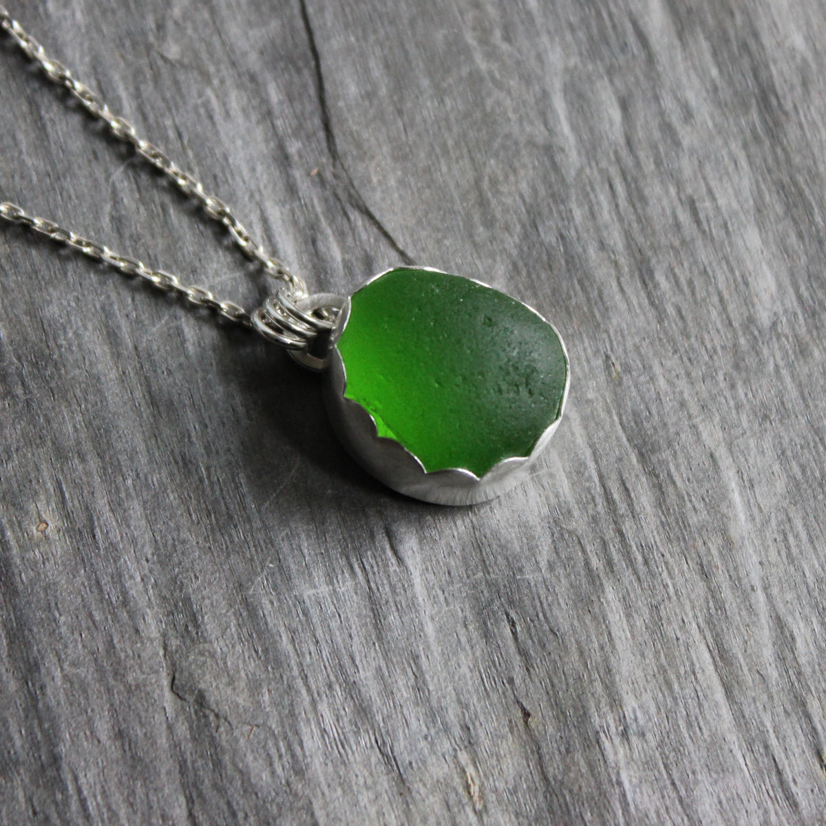 Lime Green UV Sea Glass Lime Necklace